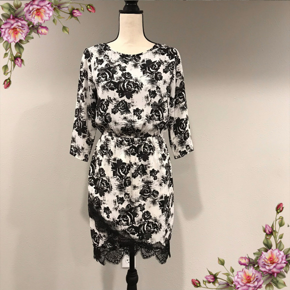 Moon Collection Dresses & Skirts - Floral black and white lace dress.